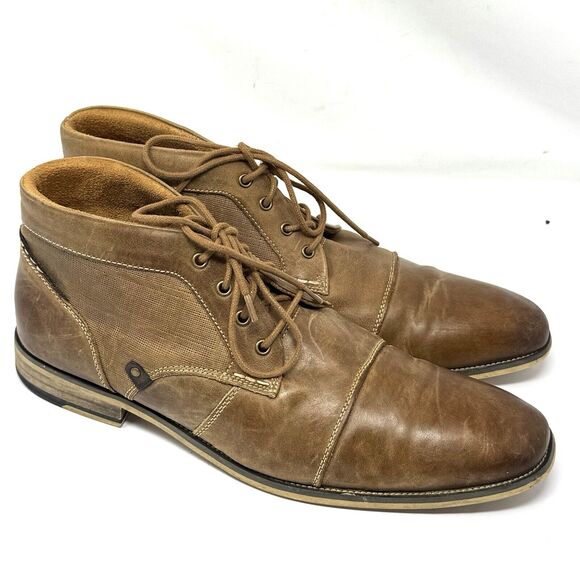 Steve Madden Brown Leather Cap Toe Chukka Ankle Boots - Picture 1 of 8
